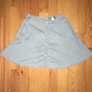 Button Light Blue Denim Star Print Skirt